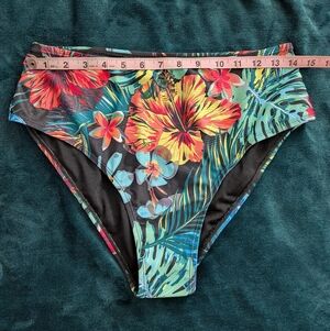 Floral Print Women's Size 0XL High Waisted Bikini Bottom